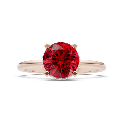 Round Cut Double Hidden Halo Engagement Lab Grown Gemstone and Diamond Ring