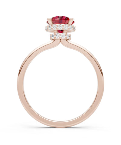 Round Cut Double Hidden Halo Engagement Lab Grown Gemstone and Diamond Ring