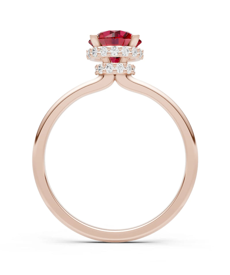 Round Cut Double Hidden Halo Engagement Lab Grown Gemstone and Diamond Ring