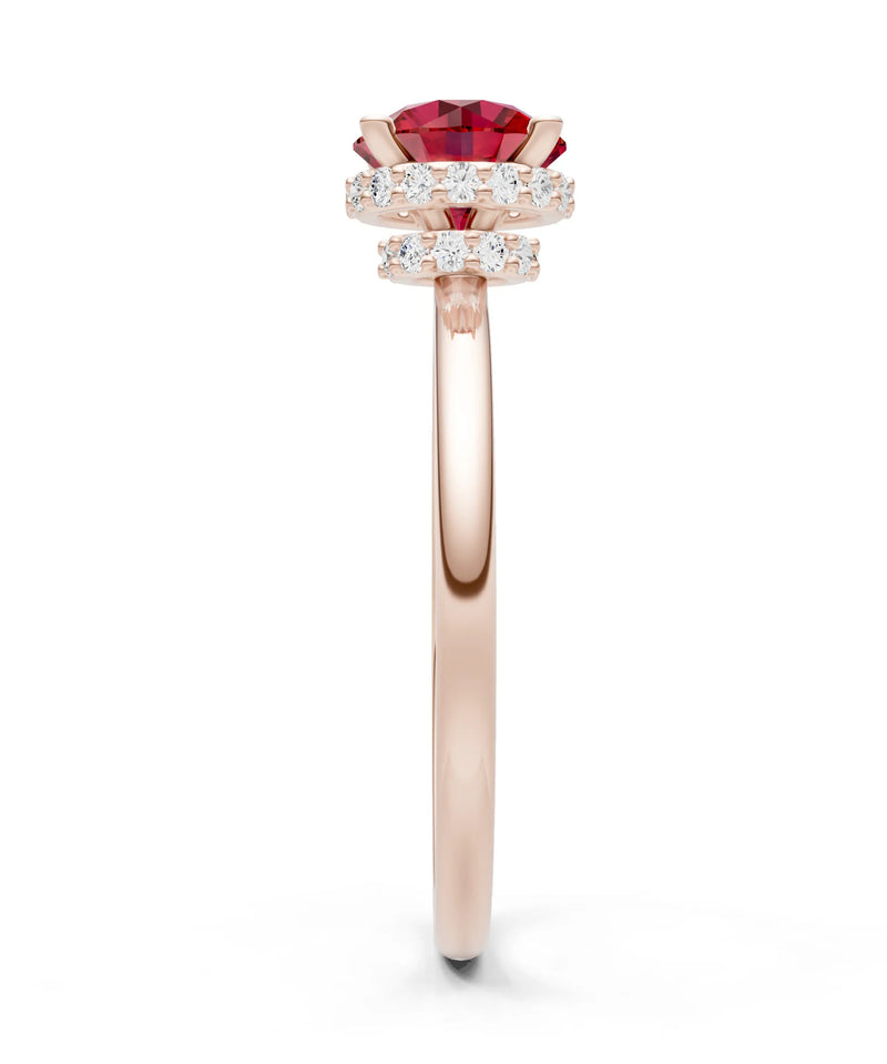 Round Cut Double Hidden Halo Engagement Lab Grown Gemstone and Diamond Ring