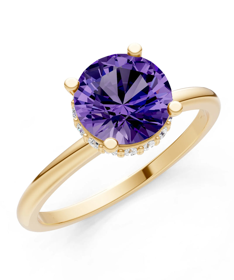 Round Cut Double Hidden Halo Engagement Lab Grown Gemstone and Diamond Ring