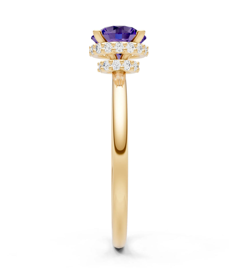 Round Cut Double Hidden Halo Engagement Lab Grown Gemstone and Diamond Ring