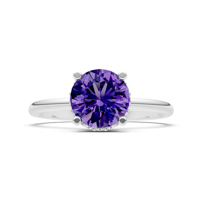 Round Cut Double Hidden Halo Engagement Lab Grown Gemstone and Diamond Ring