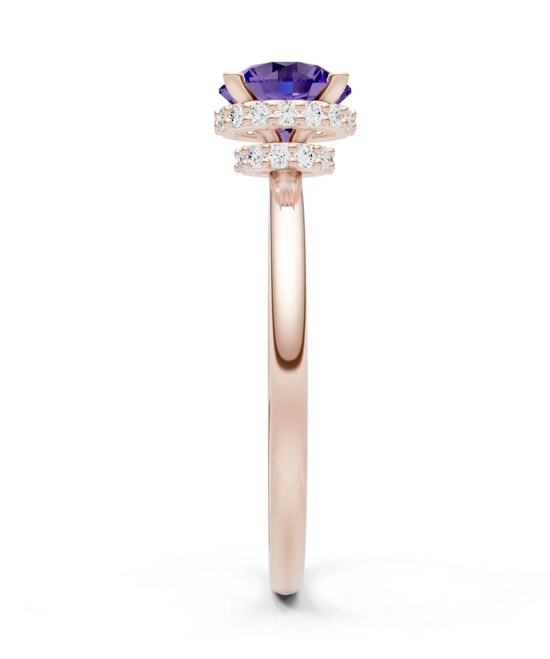 Round Cut Double Hidden Halo Engagement Lab Grown Gemstone and Diamond Ring