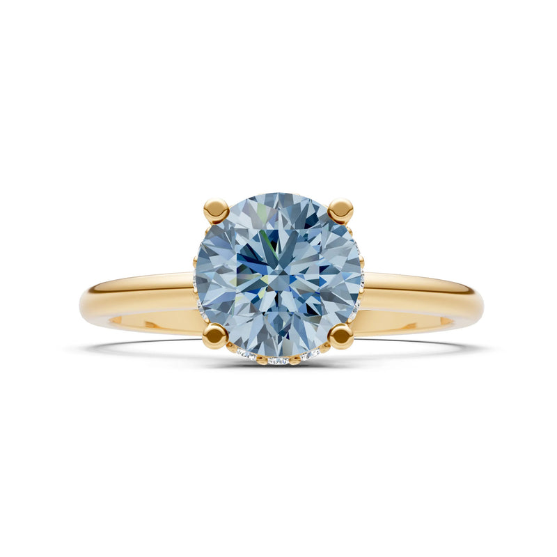 Round Cut Double Hidden Halo Engagement Lab Grown Gemstone and Diamond Ring