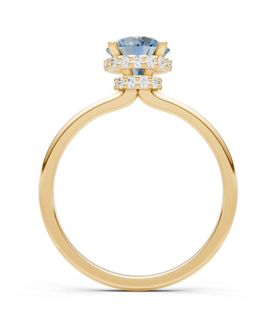 Round Cut Double Hidden Halo Engagement Lab Grown Gemstone and Diamond Ring
