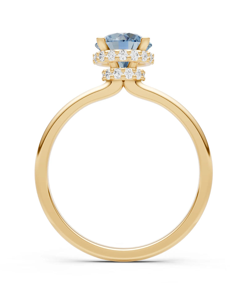Round Cut Double Hidden Halo Engagement Lab Grown Gemstone and Diamond Ring