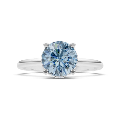 Round Cut Double Hidden Halo Engagement Lab Grown Gemstone and Diamond Ring