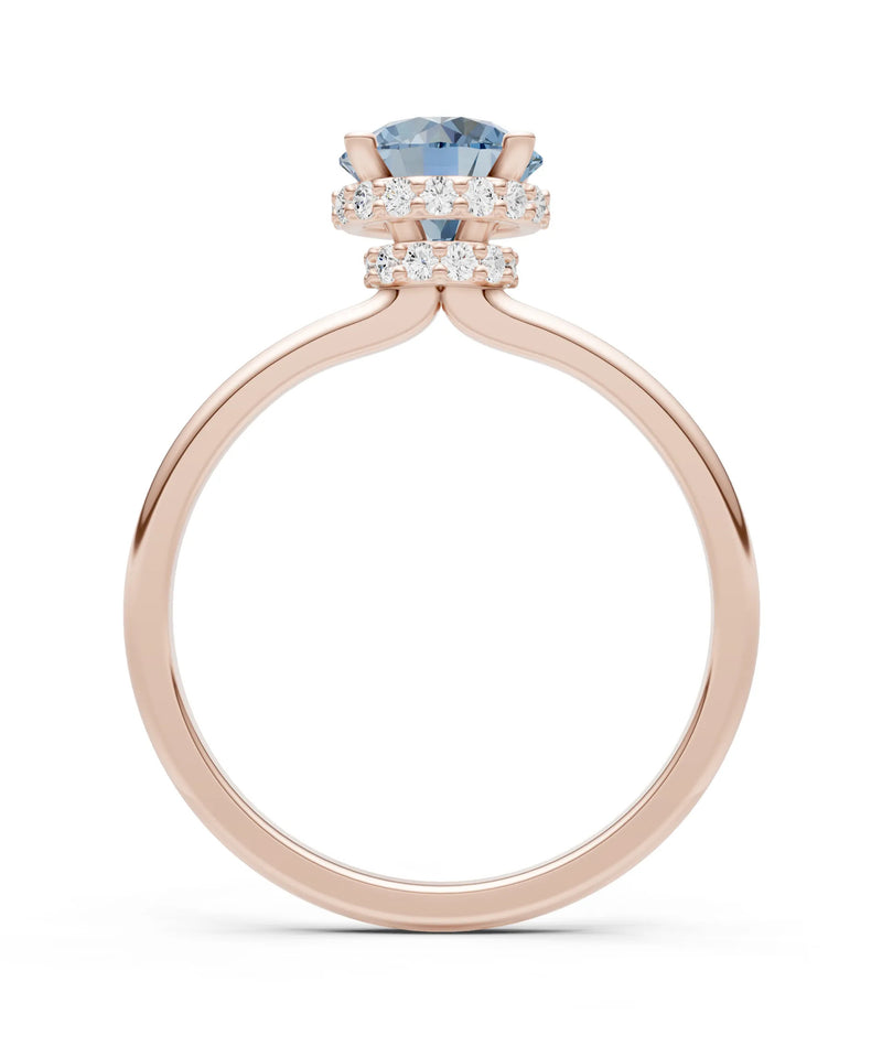 Round Cut Double Hidden Halo Engagement Lab Grown Gemstone and Diamond Ring