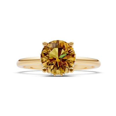 Round Cut Double Hidden Halo Engagement Lab Grown Gemstone and Diamond Ring