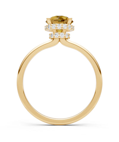 Round Cut Double Hidden Halo Engagement Lab Grown Gemstone and Diamond Ring