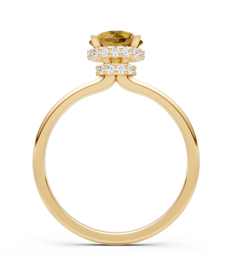 Round Cut Double Hidden Halo Engagement Lab Grown Gemstone and Diamond Ring