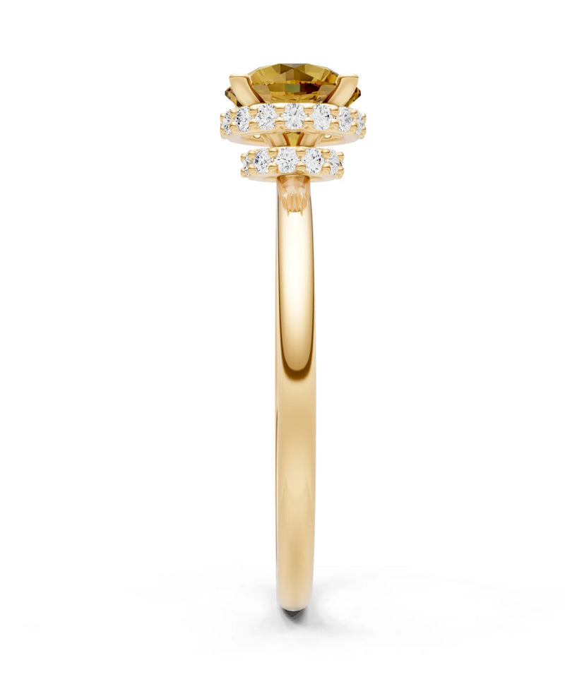 Round Cut Double Hidden Halo Engagement Lab Grown Gemstone and Diamond Ring