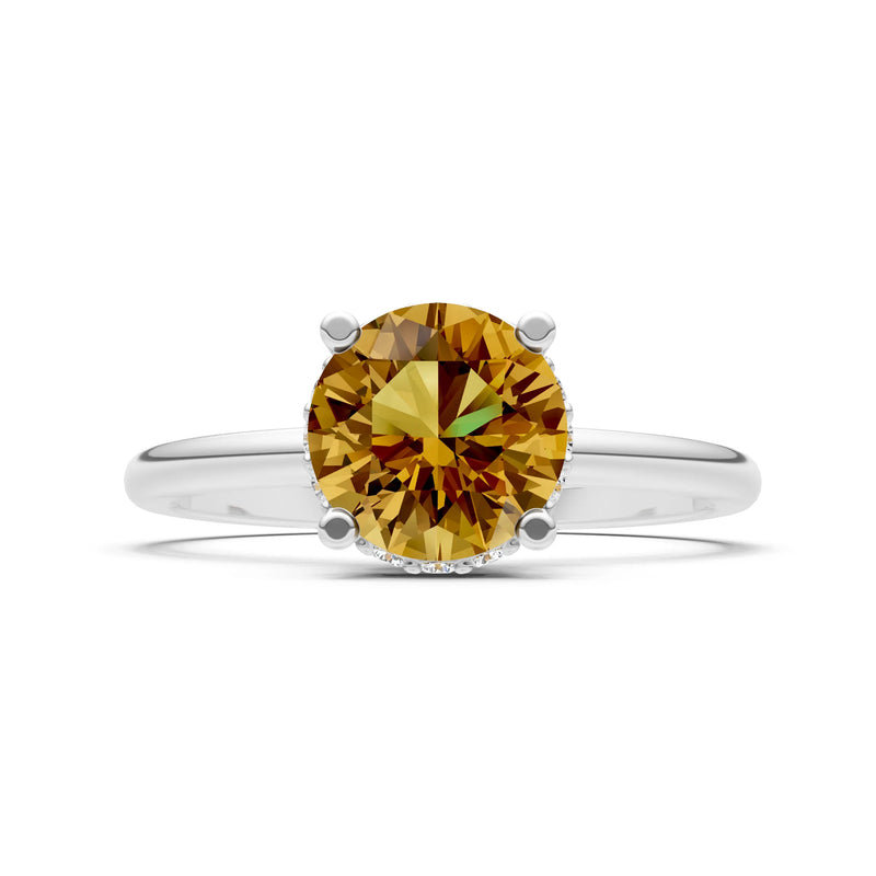 Round Cut Double Hidden Halo Engagement Lab Grown Gemstone and Diamond Ring