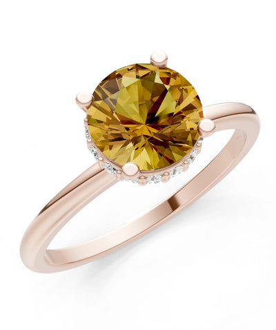 Round Cut Double Hidden Halo Engagement Lab Grown Gemstone and Diamond Ring