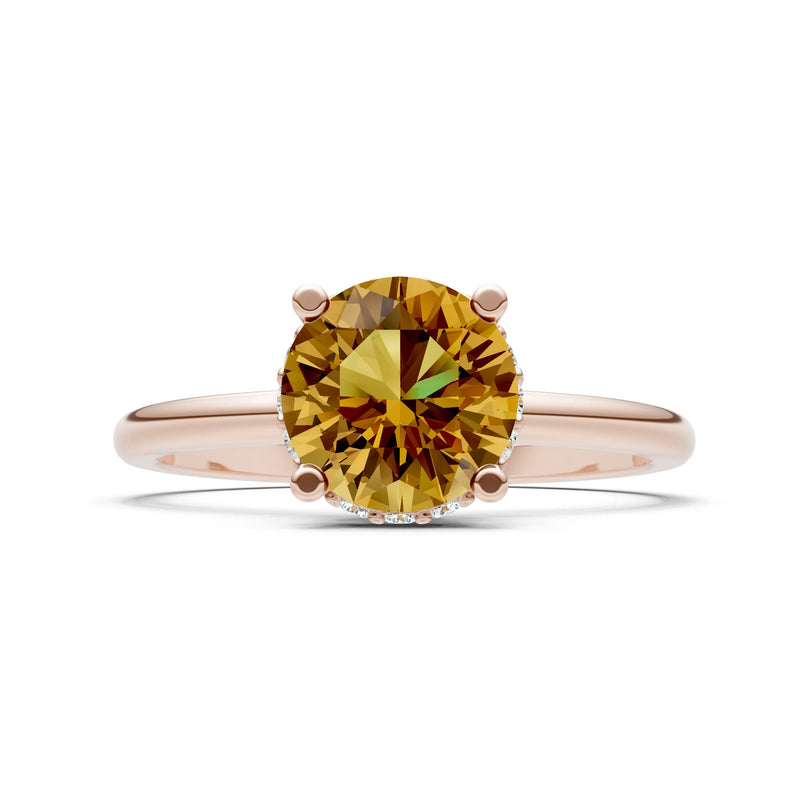 Round Cut Double Hidden Halo Engagement Lab Grown Gemstone and Diamond Ring