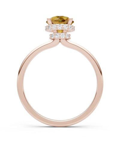 Round Cut Double Hidden Halo Engagement Lab Grown Gemstone and Diamond Ring