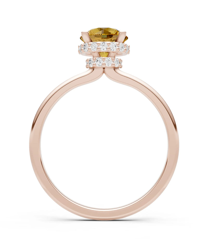 Round Cut Double Hidden Halo Engagement Lab Grown Gemstone and Diamond Ring