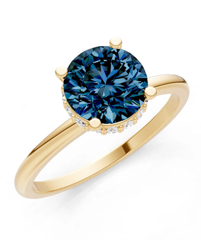 Round Cut Double Hidden Halo Engagement Lab Grown Gemstone and Diamond Ring