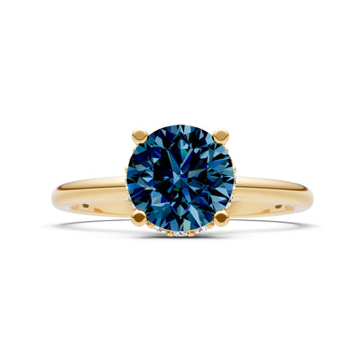 Round Cut Double Hidden Halo Engagement Lab Grown Gemstone and Diamond Ring