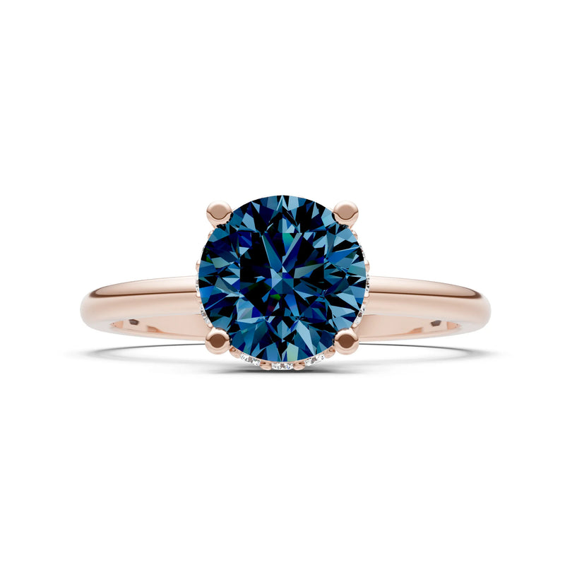 Alexandrite Round Shape Hidden Double Halo Engagement Ring