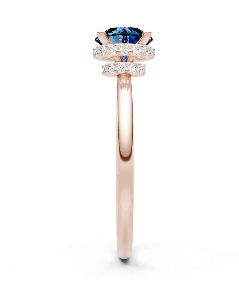 Round Cut Double Hidden Halo Engagement Lab Grown Gemstone and Diamond Ring