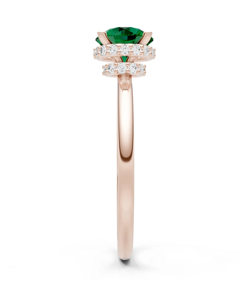 Round Cut Double Hidden Halo Engagement Lab Grown Gemstone and Diamond Ring