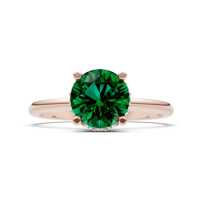 Round Cut Double Hidden Halo Engagement Lab Grown Gemstone and Diamond Ring