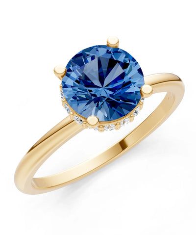 Round Cut Double Hidden Halo Engagement Lab Grown Gemstone and Diamond Ring