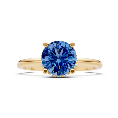 Round Cut Double Hidden Halo Engagement Lab Grown Gemstone and Diamond Ring