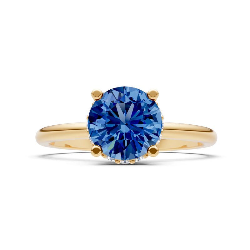 Round Cut Double Hidden Halo Engagement Lab Grown Gemstone and Diamond Ring