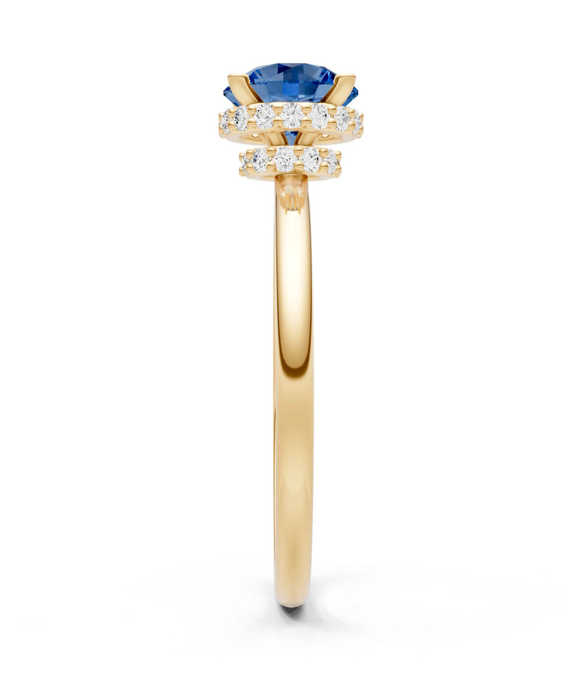 Round Cut Double Hidden Halo Engagement Lab Grown Gemstone and Diamond Ring