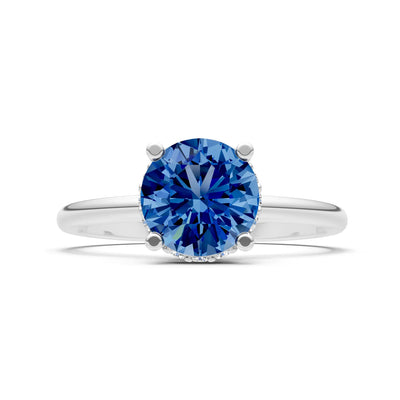Round Cut Double Hidden Halo Engagement Lab Grown Gemstone and Diamond Ring