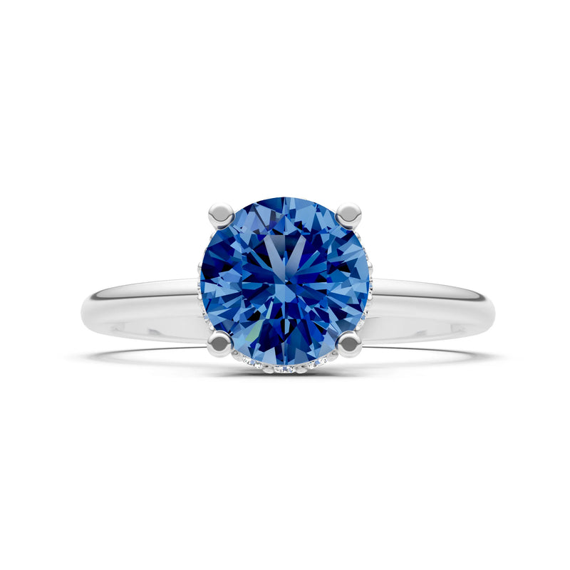 Round Cut Double Hidden Halo Engagement Lab Grown Gemstone and Diamond Ring