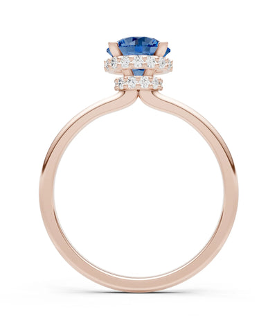 Round Cut Double Hidden Halo Engagement Lab Grown Gemstone and Diamond Ring