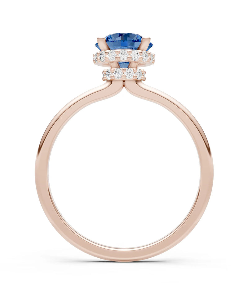 Round Cut Double Hidden Halo Engagement Lab Grown Gemstone and Diamond Ring