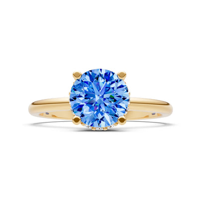 Round Cut Double Hidden Halo Engagement Lab Grown Gemstone and Diamond Ring