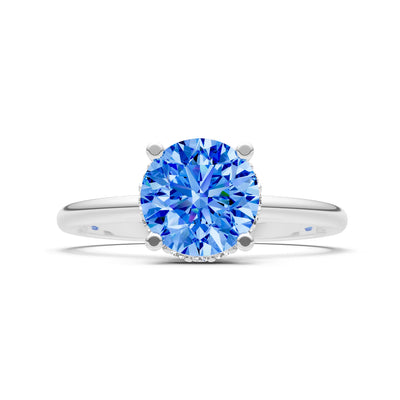 Round Cut Double Hidden Halo Engagement Lab Grown Gemstone and Diamond Ring