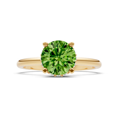 Round Cut Double Hidden Halo Engagement Lab Grown Gemstone and Diamond Ring