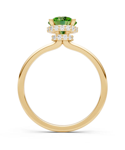 Round Cut Double Hidden Halo Engagement Lab Grown Gemstone and Diamond Ring