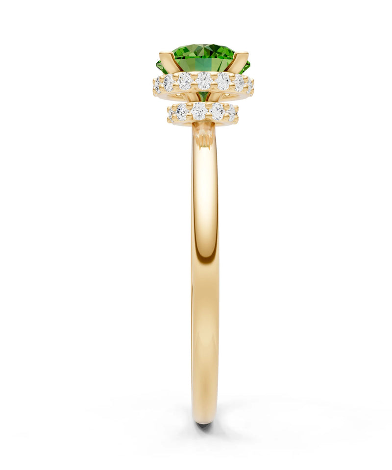 Round Cut Double Hidden Halo Engagement Lab Grown Gemstone and Diamond Ring