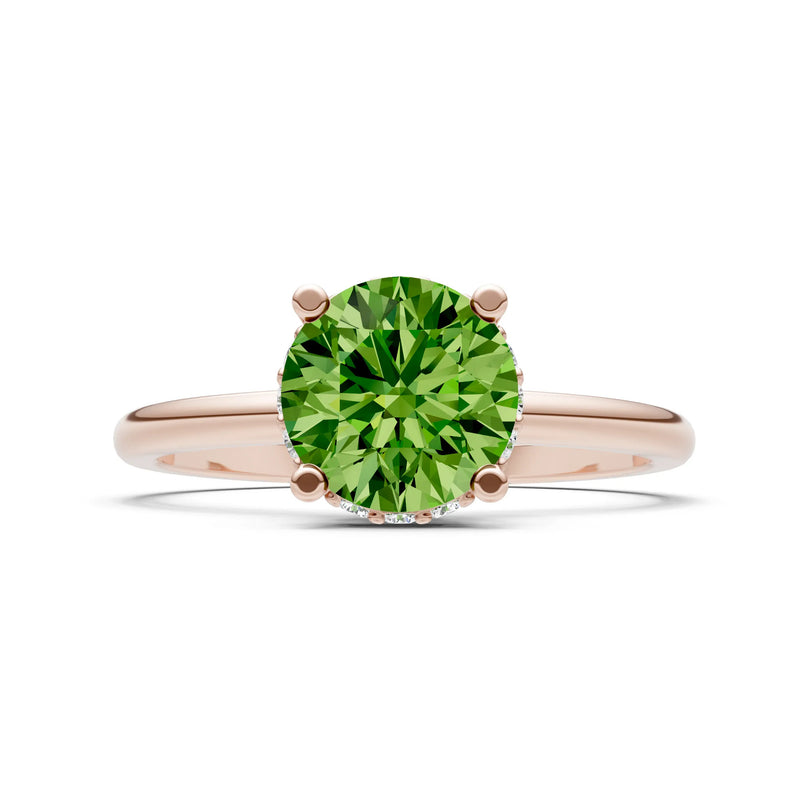 Round Cut Double Hidden Halo Engagement Lab Grown Gemstone and Diamond Ring