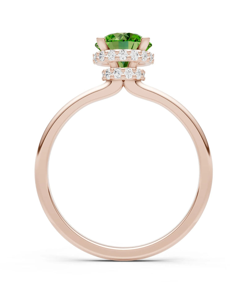 Round Cut Double Hidden Halo Engagement Lab Grown Gemstone and Diamond Ring