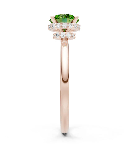 Round Cut Double Hidden Halo Engagement Lab Grown Gemstone and Diamond Ring