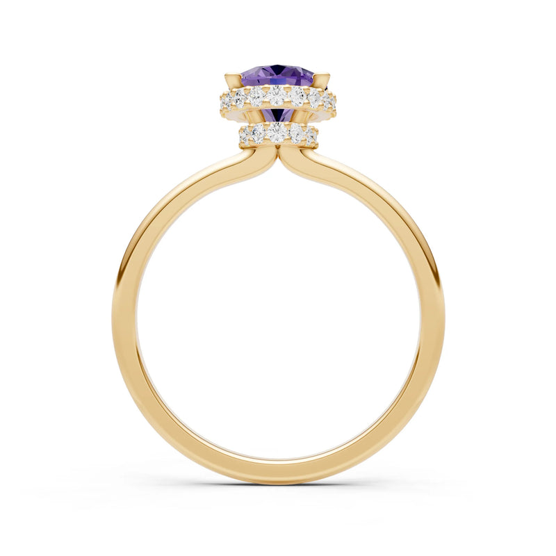 Amethyst Oval Hidden Double Halo Engagement Ring