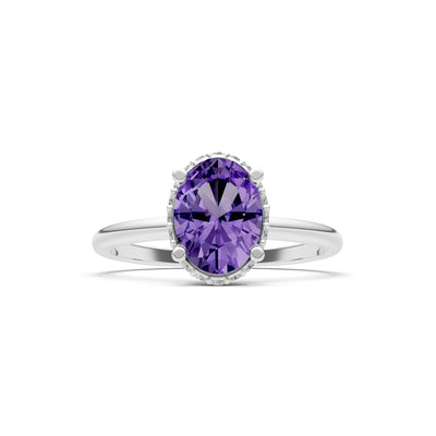 Oval Hidden Double Halo Engagement Gold Ring
