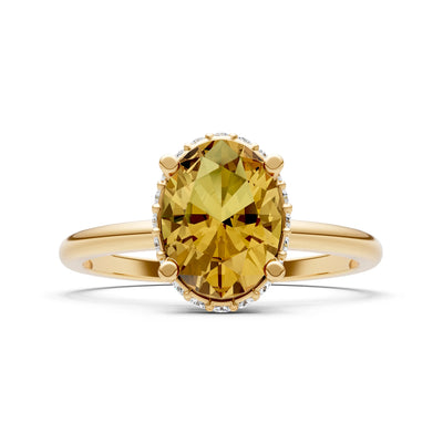 Citrine Oval Hidden Double Halo Engagement Ring