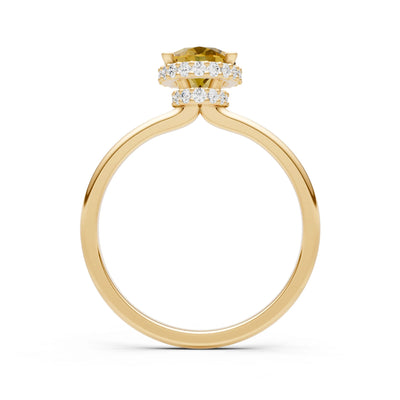 Citrine Oval Hidden Double Halo Engagement Ring