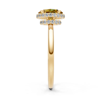 Oval Hidden Double Halo Engagement Gold Ring