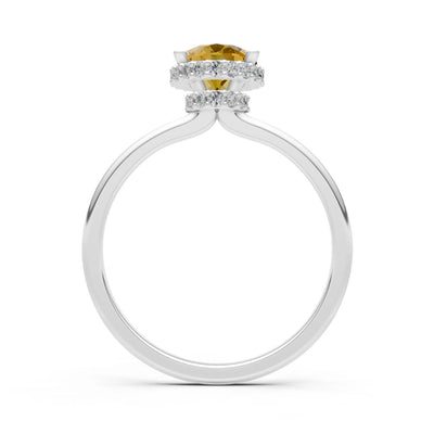 Oval Hidden Double Halo Engagement Gold Ring